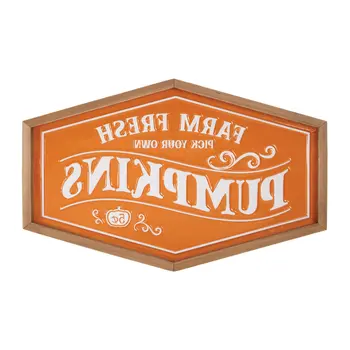 13" X 20" Orange And White Thanksgiving Iron Hanging Dimensional Sculpture