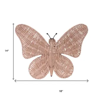14" X 18" Beige Butterfly Metal Hanging Dimensional Sculpture