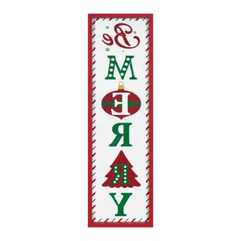 30" X 9" White Red And Green Christmas Iron Hanging Dimensional Sculpture