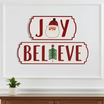 Set of Three White Red And Green Christmas Iron Hanging Dimensional Sculpture