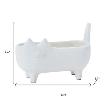 Set of Two White Ceramic 1 Ounce Animals Pot Planters