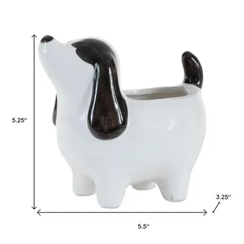 Set of Four Black And White Polyresin 1 Ounce Animals Pot Planters