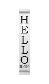 59" Black And White Solid Wood Hello Welcome Reversible Porch Sign