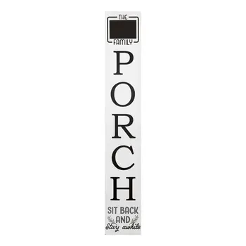 59" Brown And White Solid Wood Welcome Reversible Porch Sign
