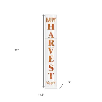 72" White Solid Wood Rustic Happy Harvest Porch Sign
