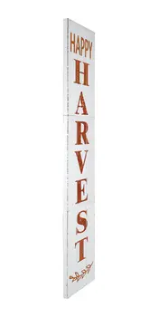 72" White Solid Wood Rustic Happy Harvest Porch Sign