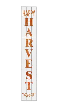 72" White Solid Wood Rustic Happy Harvest Porch Sign