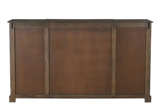 70" Dark Brown Solid Wood Carved Geometric Sideboard with Four Doors