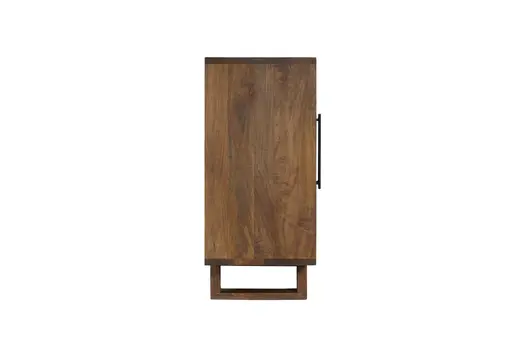 83" Dark Brown Distressed Reclaimed Wood Three Drawer Sideboard with Four Doors