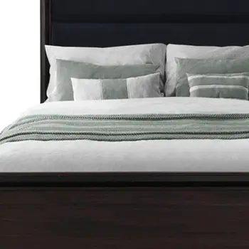 Brown and Black Wood And Upholstery Full Bed Frame