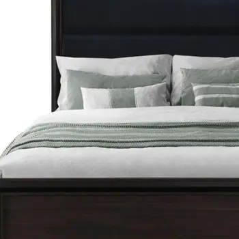 Brown and Black Wood And Upholstery King Bed Frame