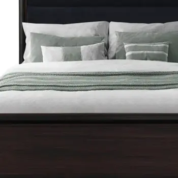 Brown and Black Wood And Upholstery Queen Bed Frame
