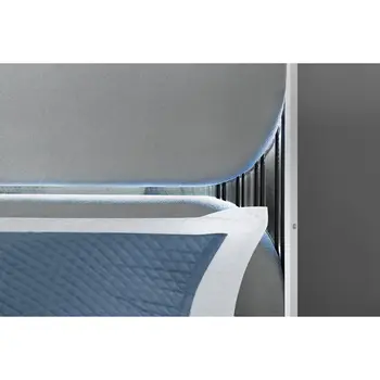 White and Gray Wood And Upholstery Lighted King Bed Frame