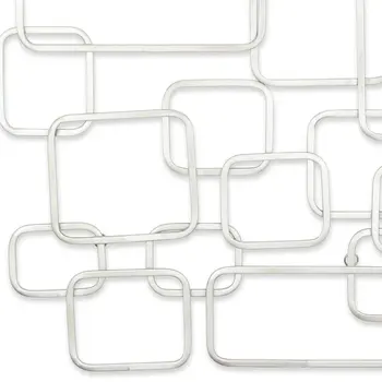 27" X 26" Silver Geometric Metal Abstract Hanging Dimensional Sculpture