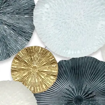25" X 41" Blue Metal Abstract Geometric Round Discs Hanging Dimensional Sculpture