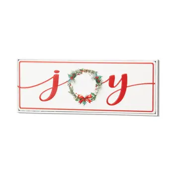 7" X 19" White and Red Christmas Joy Metal Wall Decor