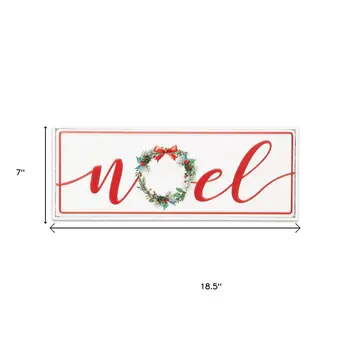7" X 19" White and Red Christmas Noel Metal Wall Decor