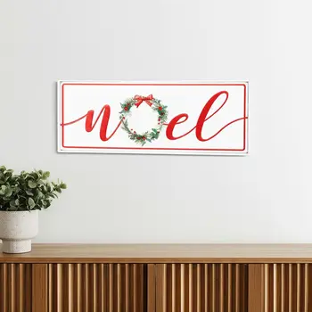 7" X 19" White and Red Christmas Noel Metal Wall Decor