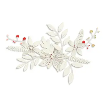 15" X 22" Red Christmas Floral Metal Hanging Dimensional Sculpture