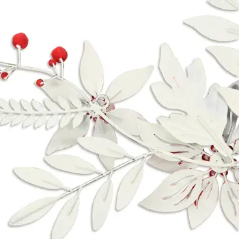 15" X 22" Red Christmas Floral Metal Hanging Dimensional Sculpture