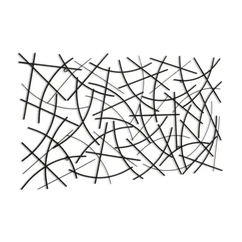 24" X 44" Black Abstract Lines Metal Hanging Dimensional Sculpture