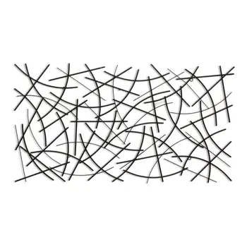 24" X 44" Black Abstract Lines Metal Hanging Dimensional Sculpture