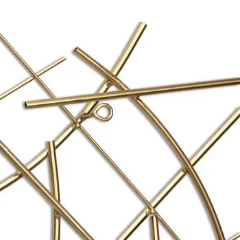 24" X 44" Gold Abstract Lines Metal Hanging Dimensional Sculpture
