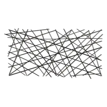 25" X 49" Black Abstract Lines Metal Hanging Dimensional Sculpture