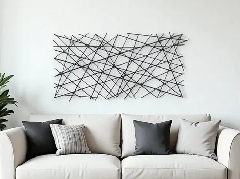 25" X 49" Black Abstract Lines Metal Hanging Dimensional Sculpture