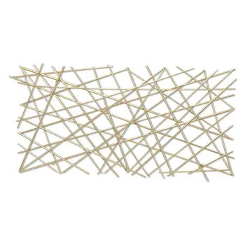 25" X 49" Gold Abstract Lines Metal Hanging Dimensional Sculpture