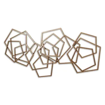 24" X 48" Bronze Geometric Metal Abstract Hanging Dimensional Sculpture