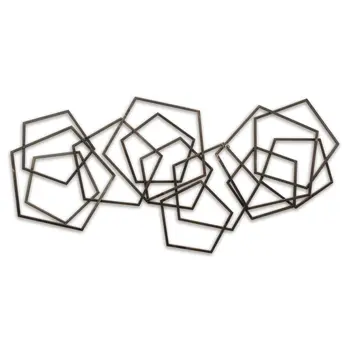 24" X 48" Bronze Geometric Metal Abstract Hanging Dimensional Sculpture