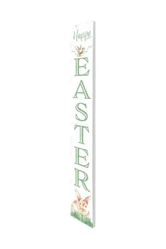72" White And Green Solid Wood Happy Easter Easter Porch Sign