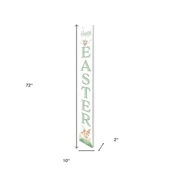72" White And Green Solid Wood Happy Easter Easter Porch Sign