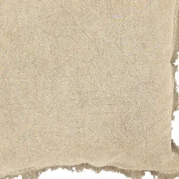 22" Natural Linen And Cotton Throw Pillow with Fringe