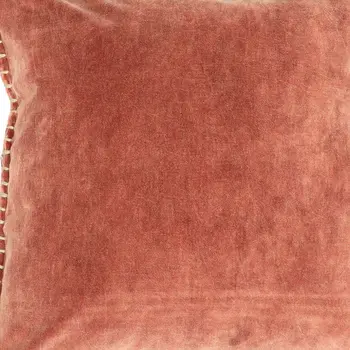 19" Orange Velvet And Cotton Throw Pillow