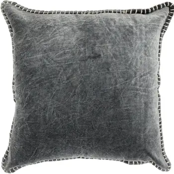 19" Charcoal Velvet And Cotton Throw Pillow