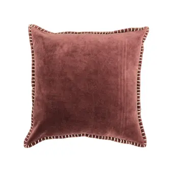 19" Russet Velvet And Cotton Throw Pillow