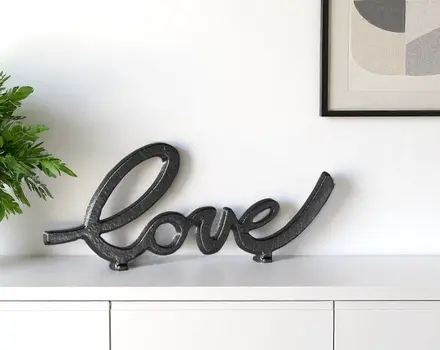 4" Black Cast Iron Love Hand Painted Tabletop Sign