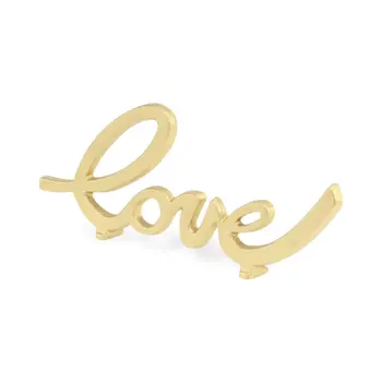 4" Gold Cast Iron Love Hand Painted Tabletop Sign