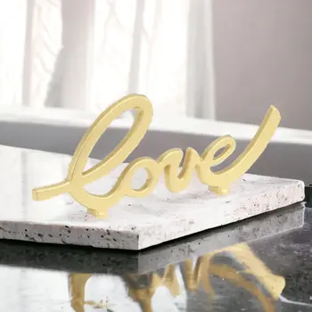 4" Gold Cast Iron Love Hand Painted Tabletop Sign