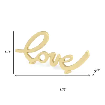 4" Gold Cast Iron Love Hand Painted Tabletop Sign