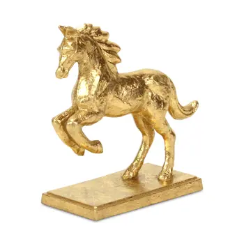 7" Gold Cast Iron Horse Hand Painted Tabletop Sculpture