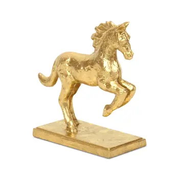 7" Gold Cast Iron Horse Hand Painted Tabletop Sculpture