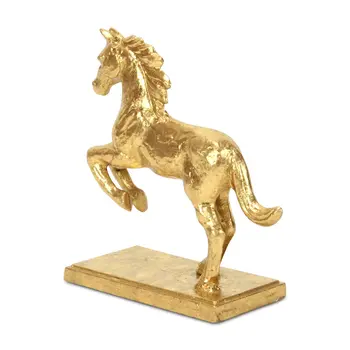 7" Gold Cast Iron Horse Hand Painted Tabletop Sculpture