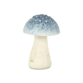 6" Blue Cast Iron Mushroom Hand Painted Tabletop Sculpture