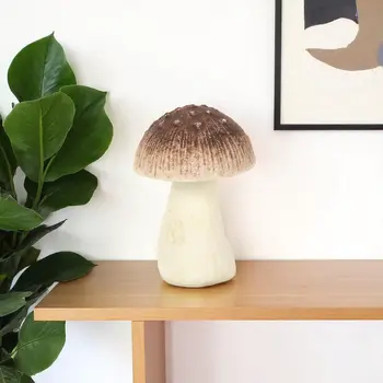 6" Red Cast Iron Mushroom Hand Painted Tabletop Sculpture