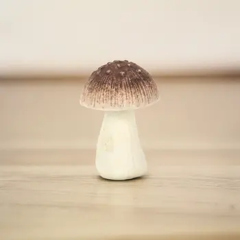 6" Red Cast Iron Mushroom Hand Painted Tabletop Sculpture