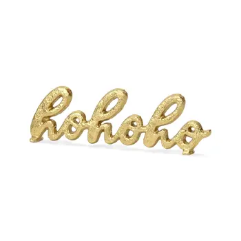 3" Gold Cast Iron Hohoho Christmas Hand Painted Tabletop Sign