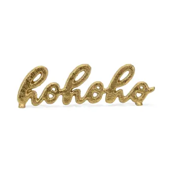 3" Gold Cast Iron Hohoho Christmas Hand Painted Tabletop Sign
